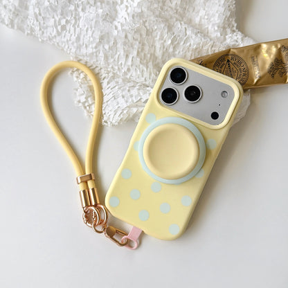 Liquid Silicone Polka Dot Stand Wrist Strap Phone Case