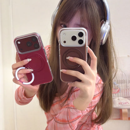 Matte Gradient 360° Ring Stand Double-Sided IMD Phone Case – Cherry Red & Caramel Brown