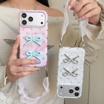 3D Bow Phone Case with Wrist Strap