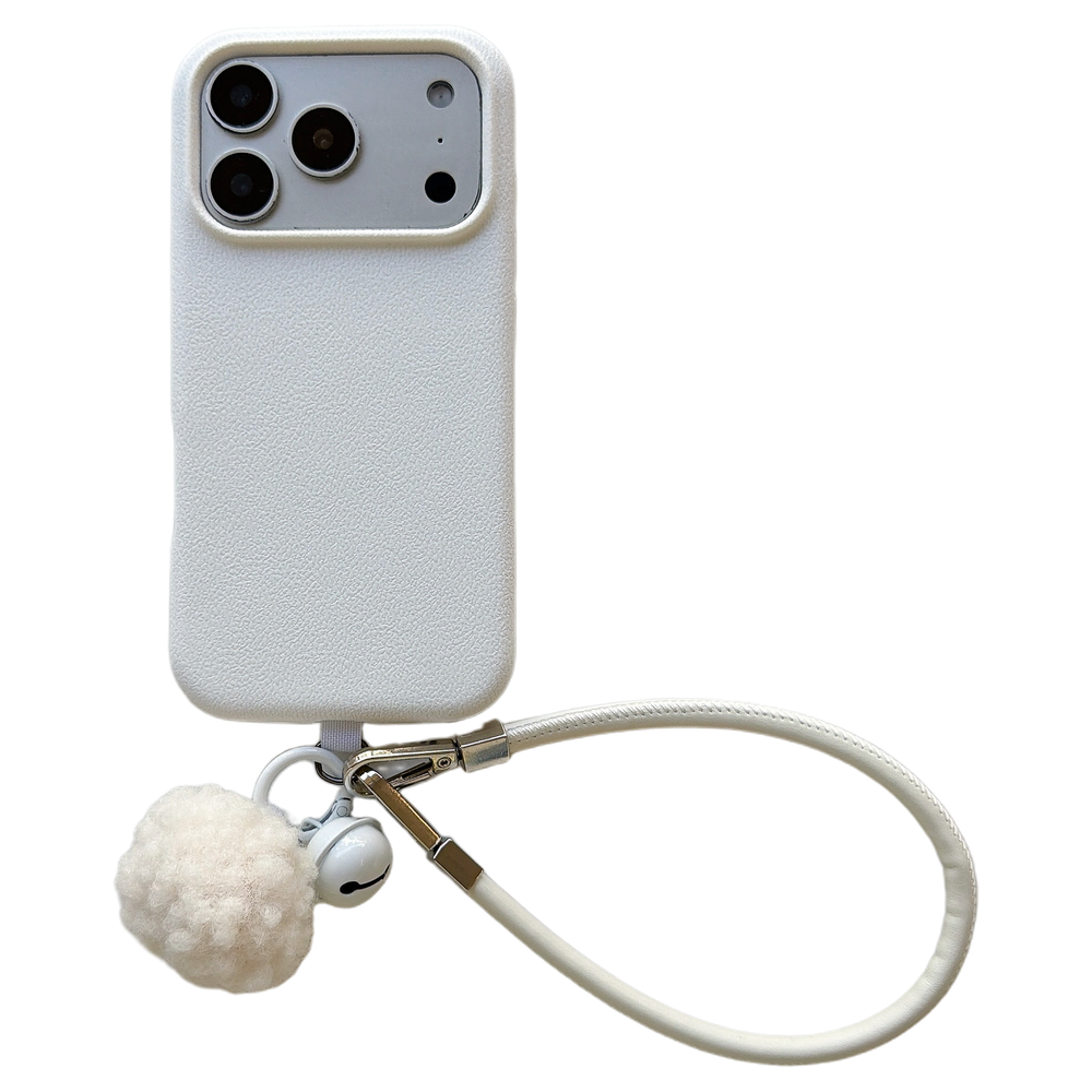 Solid Color Bell Wrist Strap Phone Case