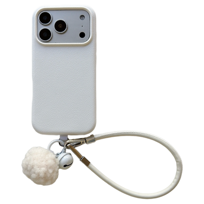 Solid Color Bell Wrist Strap Phone Case