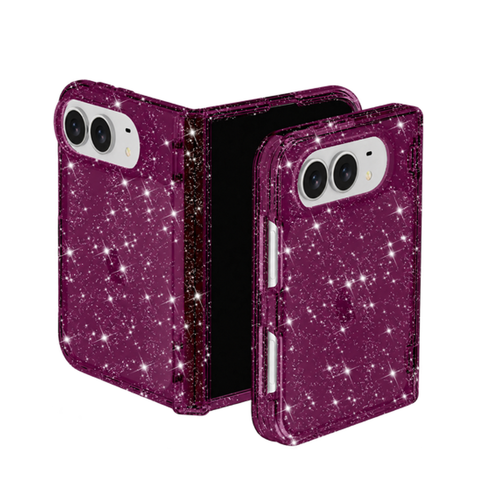 Transparent Glitter Foldable Case for iPhone Duo – 10 Styles