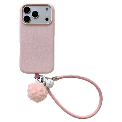Solid Color Bell Wrist Strap Phone Case