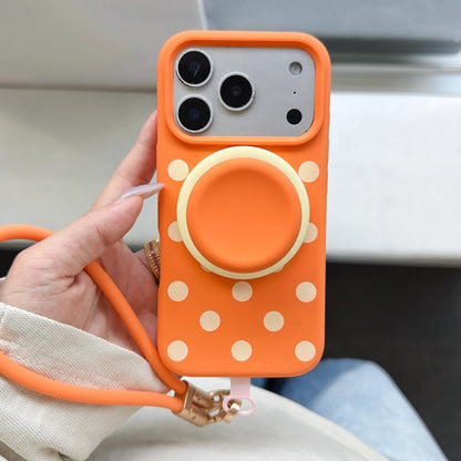 Liquid Silicone Polka Dot Stand Wrist Strap Phone Case