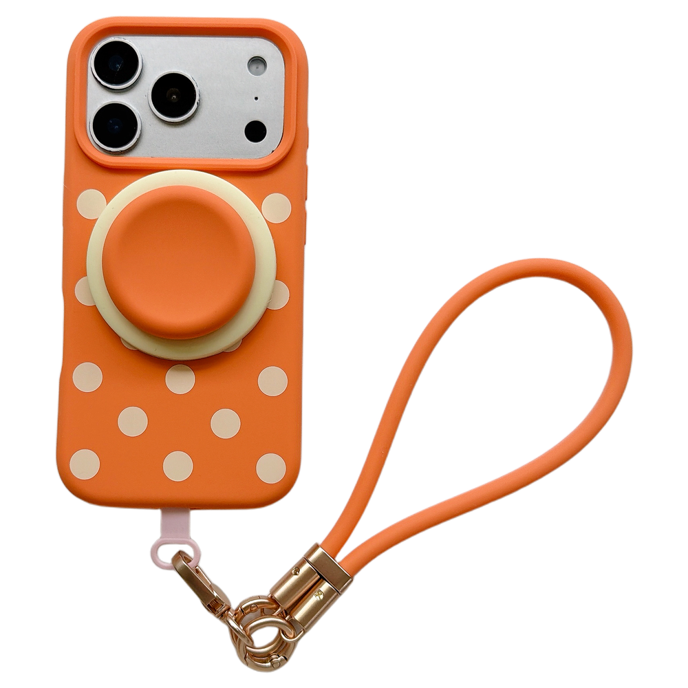 Liquid Silicone Polka Dot Stand Wrist Strap Phone Case