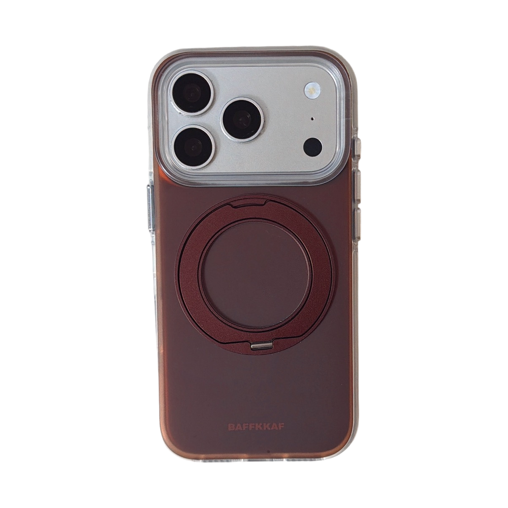Matte Gradient 360° Ring Stand Double-Sided IMD Phone Case – Cherry Red & Caramel Brown