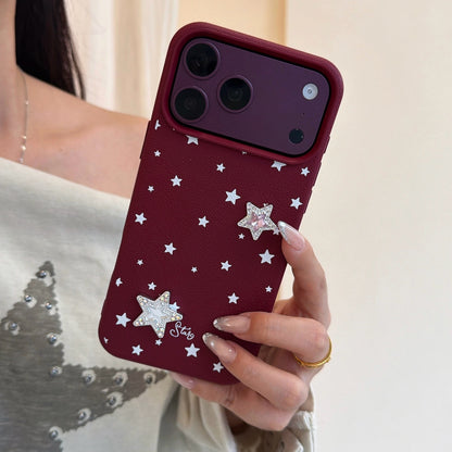 Burgundy Bow & Star Phone Case