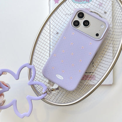 Floral Polka Dot Phone Case with Flower Wrist Strap