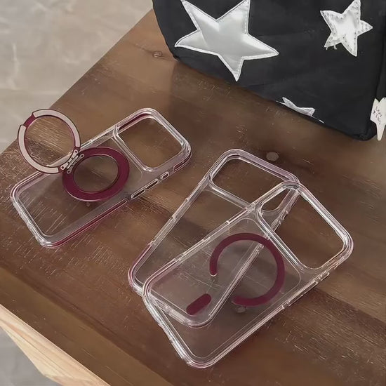 Clear case with cherry-red hinged ring - V3 product video