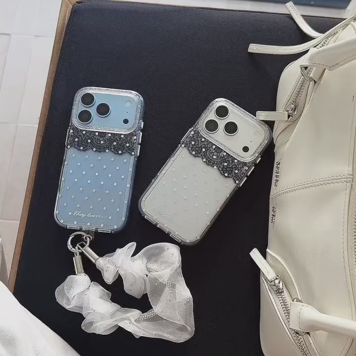 Black Lace & Silver Polka Dot Gold-Trimmed Air-Cushion Double-Sided IMD iPhone Case product video v1.MOV