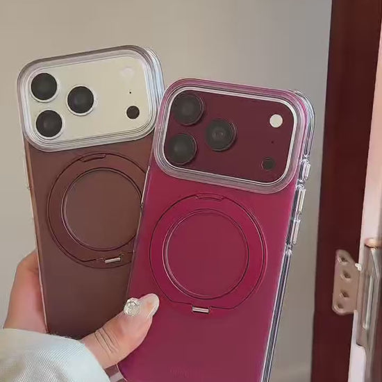Matte Gradient 360° Ring Stand Double-Sided IMD Phone Case – Cherry Red & Caramel Brown product video v1.MOV