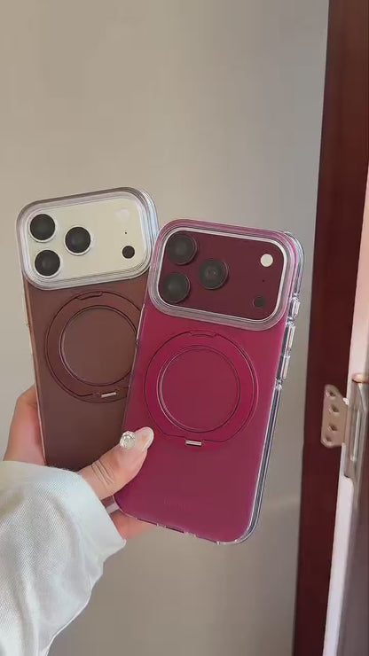 Matte Gradient 360° Ring Stand Double-Sided IMD Phone Case – Cherry Red & Caramel Brown product video v1.MOV