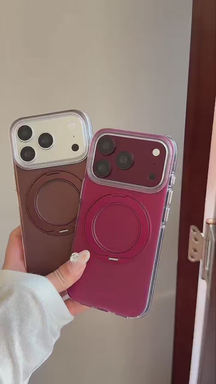 Matte Gradient 360° Ring Stand Double-Sided IMD Phone Case – Cherry Red & Caramel Brown product video v1.MOV