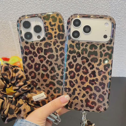 IMD Leopard Print Holographic Phone Case with Wrist Strap product video v1.MP4