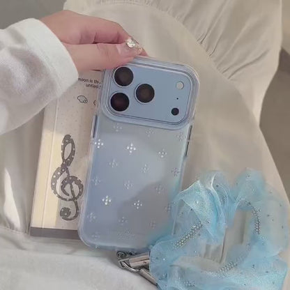 Gradient Blue Rhinestone Flower Gold-Trim Air-Cushion Double-Sided IMD iPhone Case product video v1.MOV