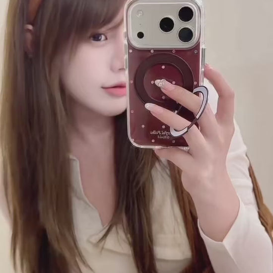 Brown Colorful Rhinestone Polka Dot Gold-Accented 360° Ring Stand Air-Cushion Edge Double-Sided IMD iPhone Case product video v1.MOV