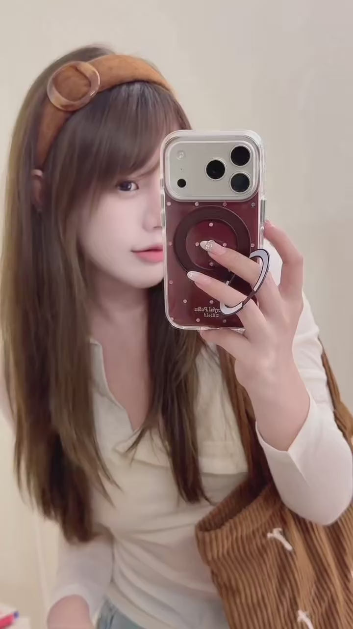 Brown Colorful Rhinestone Polka Dot Gold-Accented 360° Ring Stand Air-Cushion Edge Double-Sided IMD iPhone Case product video v1.MOV