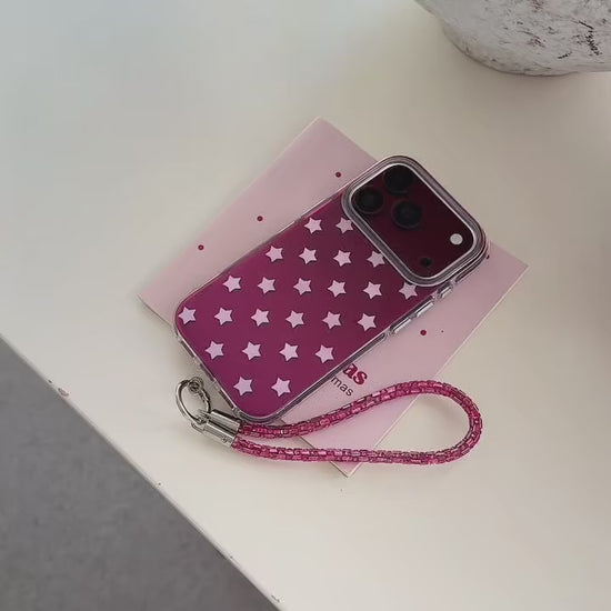 Burgundy Gradient Pink Star Air-Cushion IMD iPhone Case with Wrist Strap product video v1.MOV
