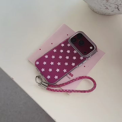 Burgundy Gradient Pink Star Air-Cushion IMD iPhone Case with Wrist Strap product video v1.MOV