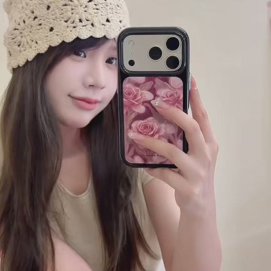 Vintage Oil Painting Burgundy Rose Round-Edge Space Case Series product video v1.MOV