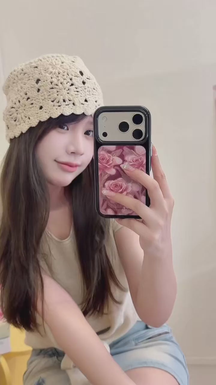 Vintage Oil Painting Burgundy Rose Round-Edge Space Case Series product video v1.MOV