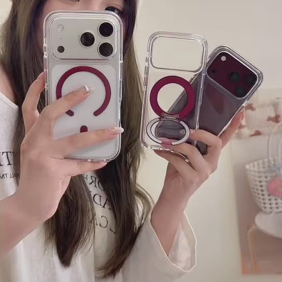 Clear case with cherry-red hinged ring - V1 product video