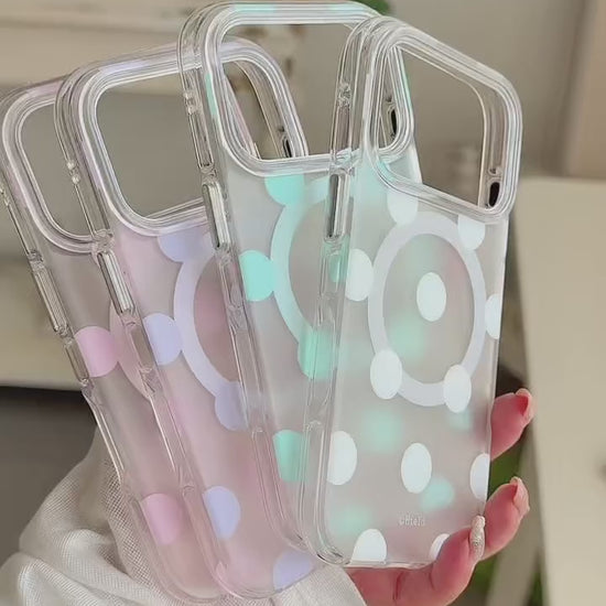 Macaron Four-Color Polka-Dot Magnetic Rounded-Edge Air-Cushion Double-Sided IMD Case product video v1.MOV