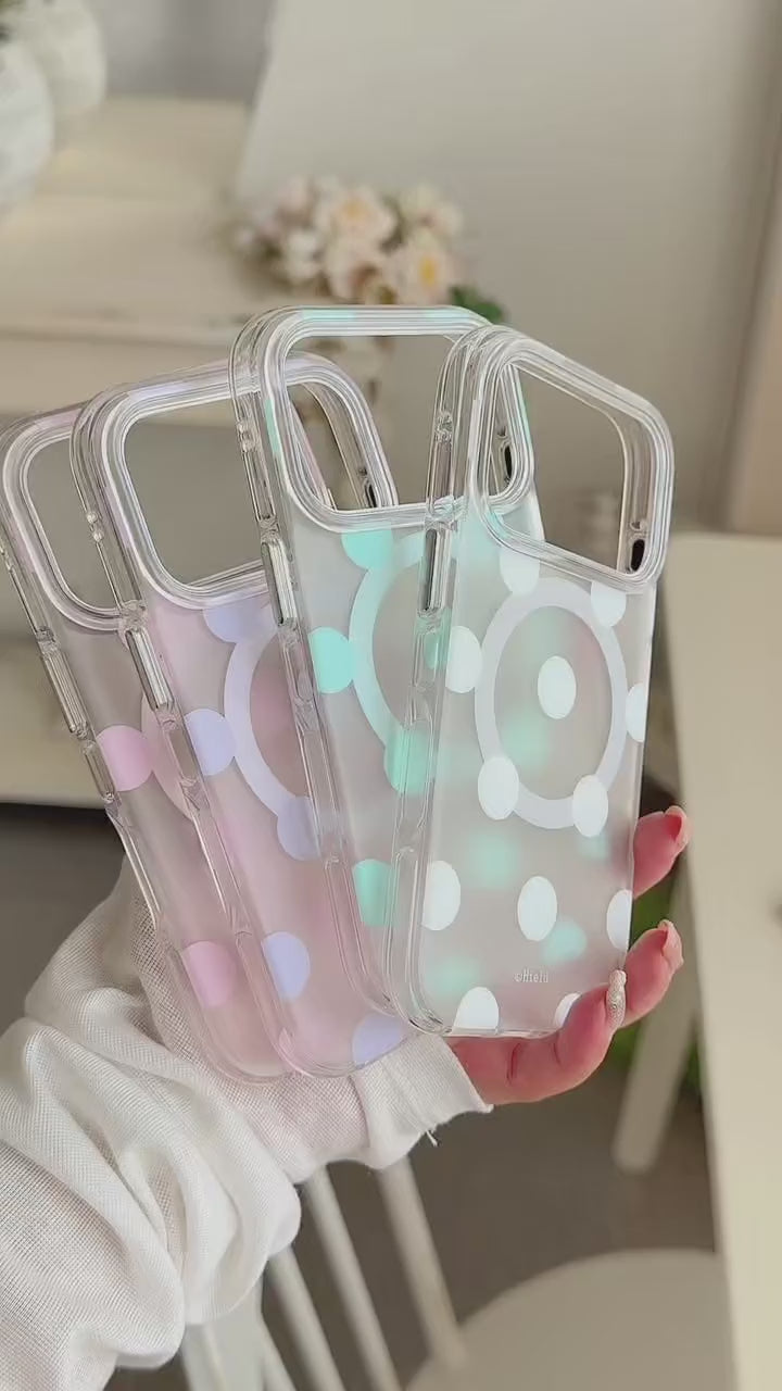 Macaron Four-Color Polka-Dot Magnetic Rounded-Edge Air-Cushion Double-Sided IMD Case product video v1.MOV