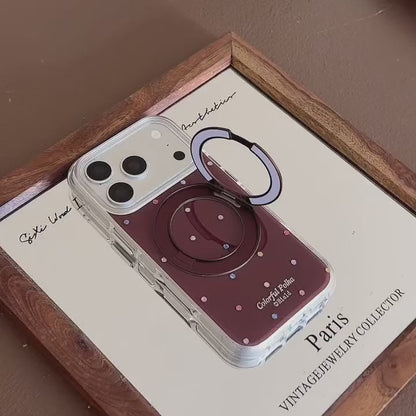 Brown Colorful Rhinestone Polka Dot Gold-Accented 360° Ring Stand Air-Cushion Edge Double-Sided IMD iPhone Case product video v3.MOV