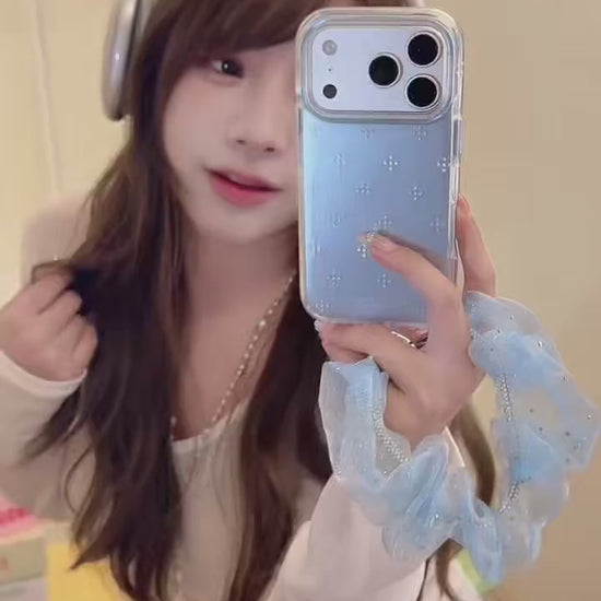 Gradient Blue Rhinestone Flower Gold-Trim Air-Cushion Double-Sided IMD iPhone Case product video v3.MOV
