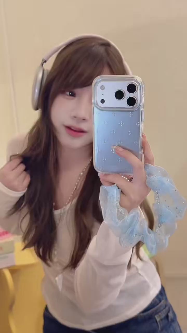 Gradient Blue Rhinestone Flower Gold-Trim Air-Cushion Double-Sided IMD iPhone Case product video v3.MOV