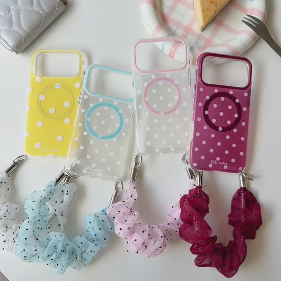 Polka Dot + Silk Wrist Strap Phone Case product video v1.mp4