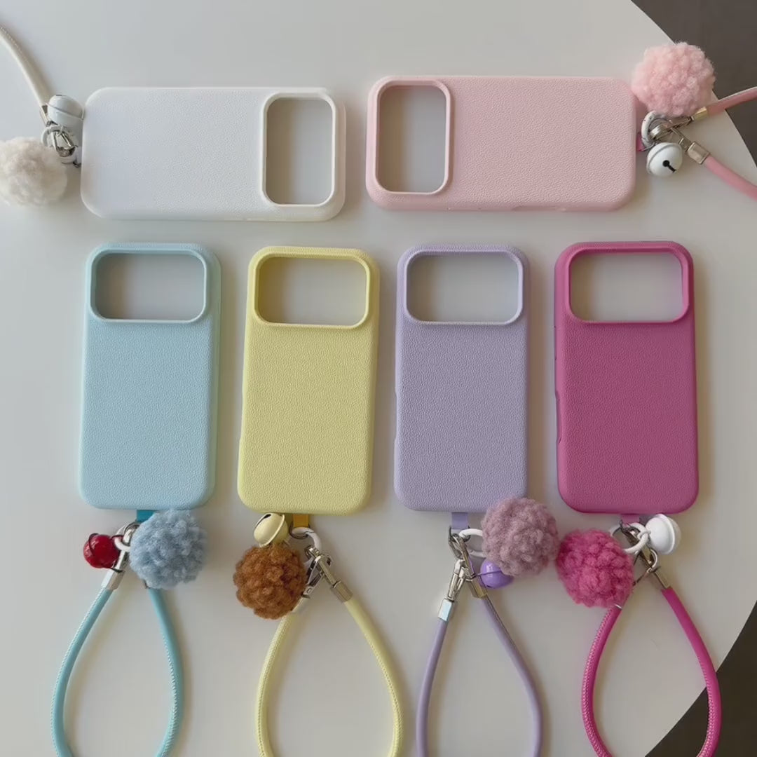 Solid Color Bell Wrist Strap Phone Case product video v1.mp4