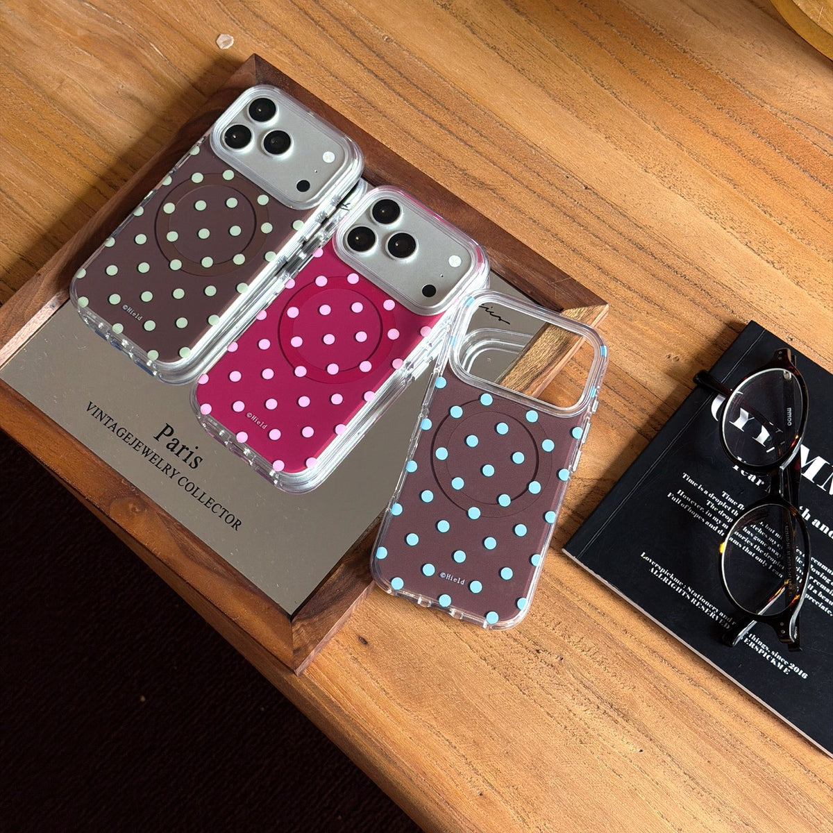Autumn Polka Dot Magnetic Ring Phone Case – Double-Sided IMD & 360° Air-Cushion Edges (3 Colors)