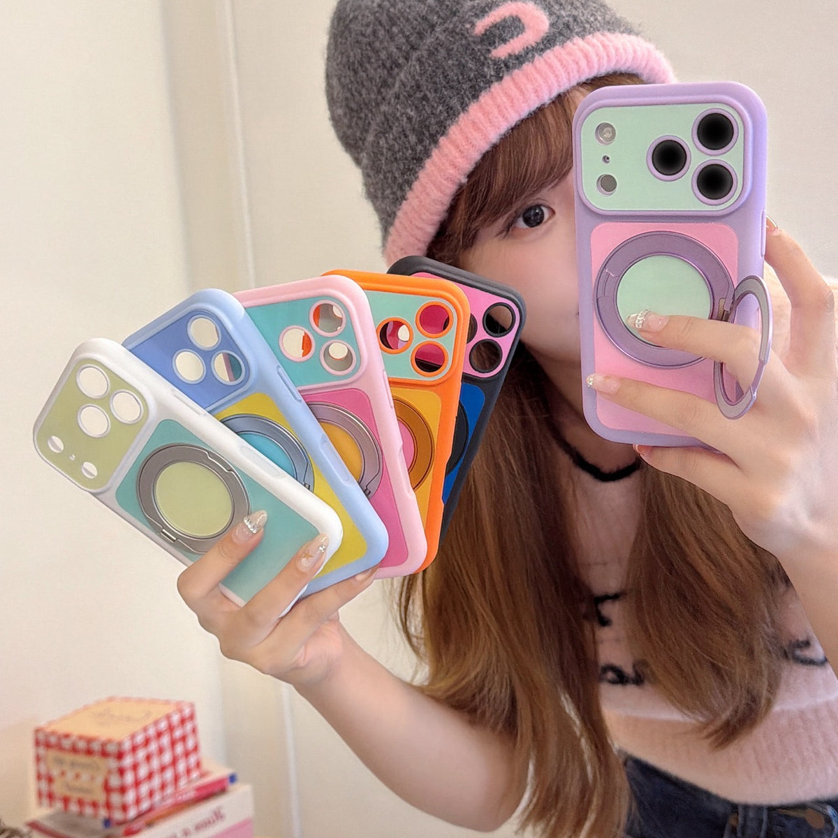 6-Color Dopamine Color-Block 360° Bubble Phone Case
