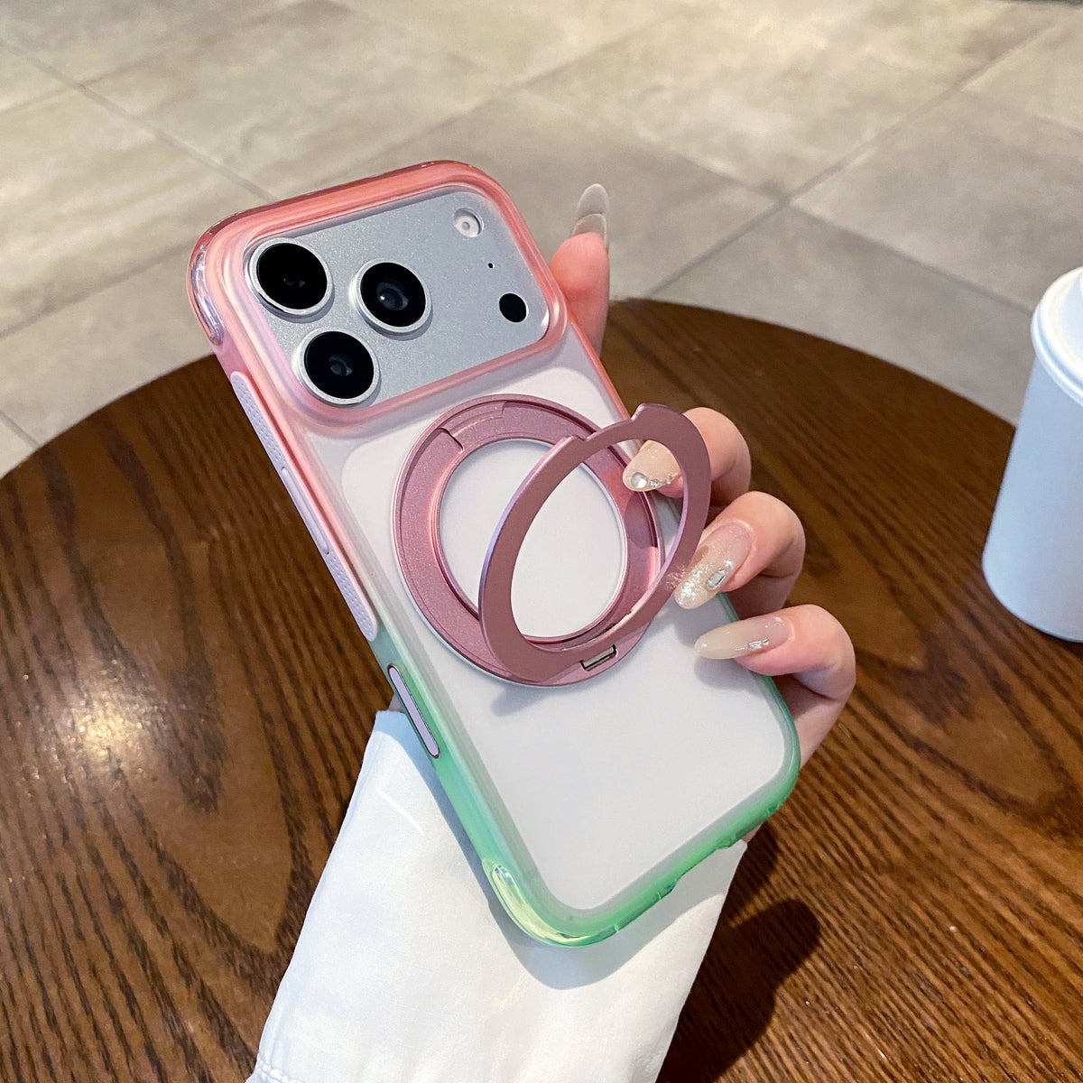 Four-Color Gradient Air-Cushion Ring Stand Case