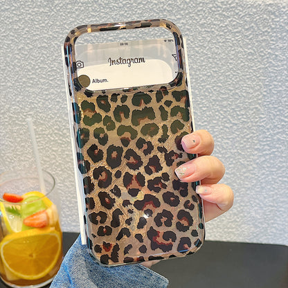 IMD Leopard Print Holographic Phone Case with Wrist Strap