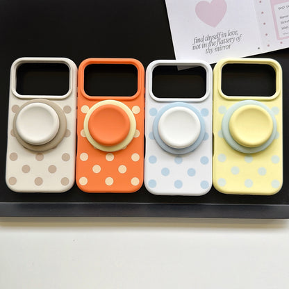 Liquid Silicone Polka Dot Stand Wrist Strap Phone Case