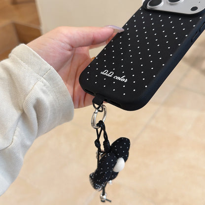 Polka Dot Phone Case with Flower Wrist Strap – 6 Color Styles
