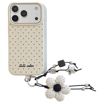 Polka Dot Phone Case with Flower Wrist Strap – 6 Color Styles