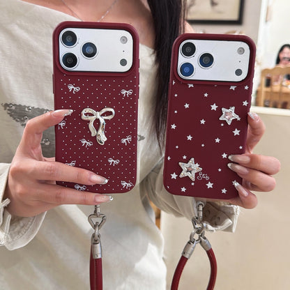 Burgundy Bow & Star Phone Case