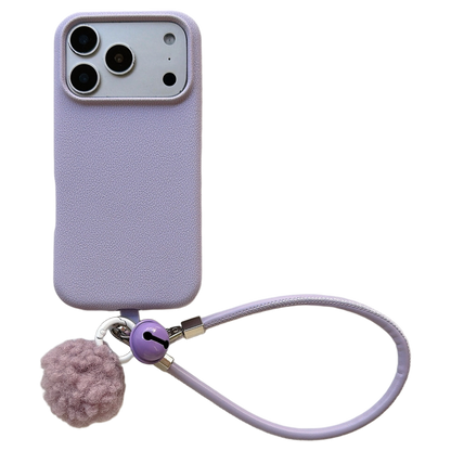 Solid Color Bell Wrist Strap Phone Case