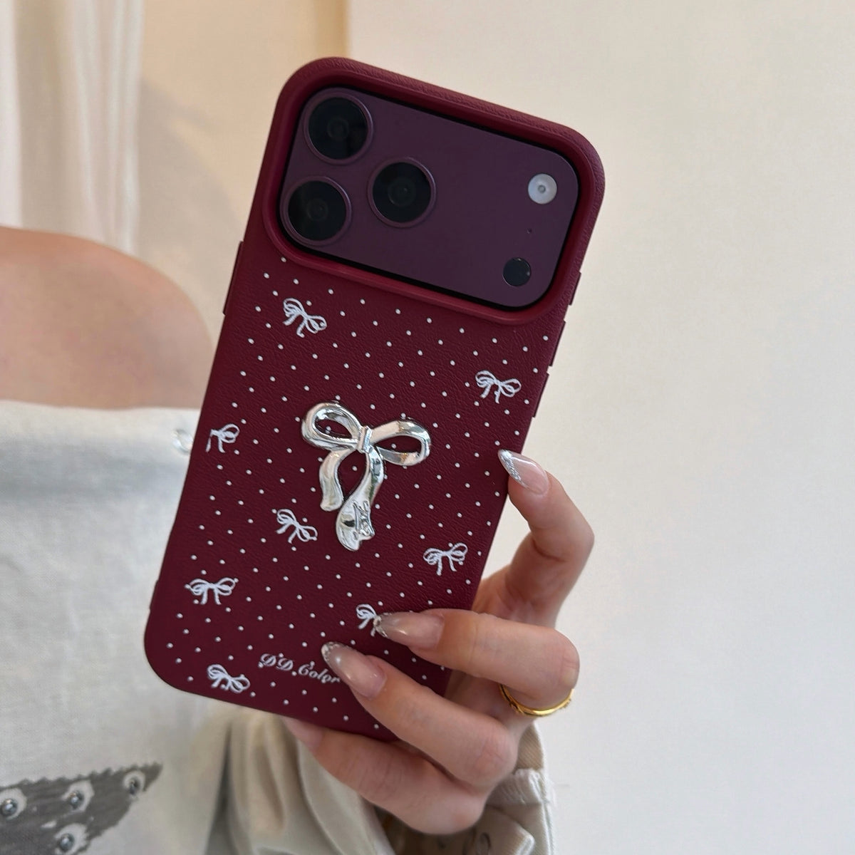 Burgundy Bow & Star Phone Case