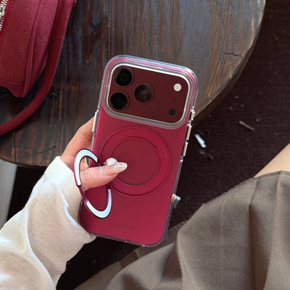 Matte Gradient 360° Ring Stand Double-Sided IMD Phone Case – Cherry Red & Caramel Brown