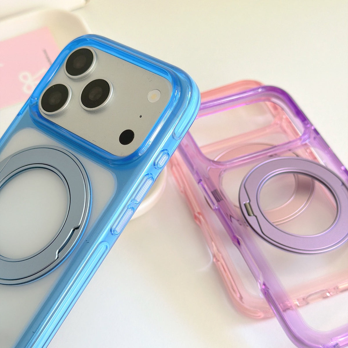 360° Rotating Ring Stand Transparent Acrylic Jelly Case