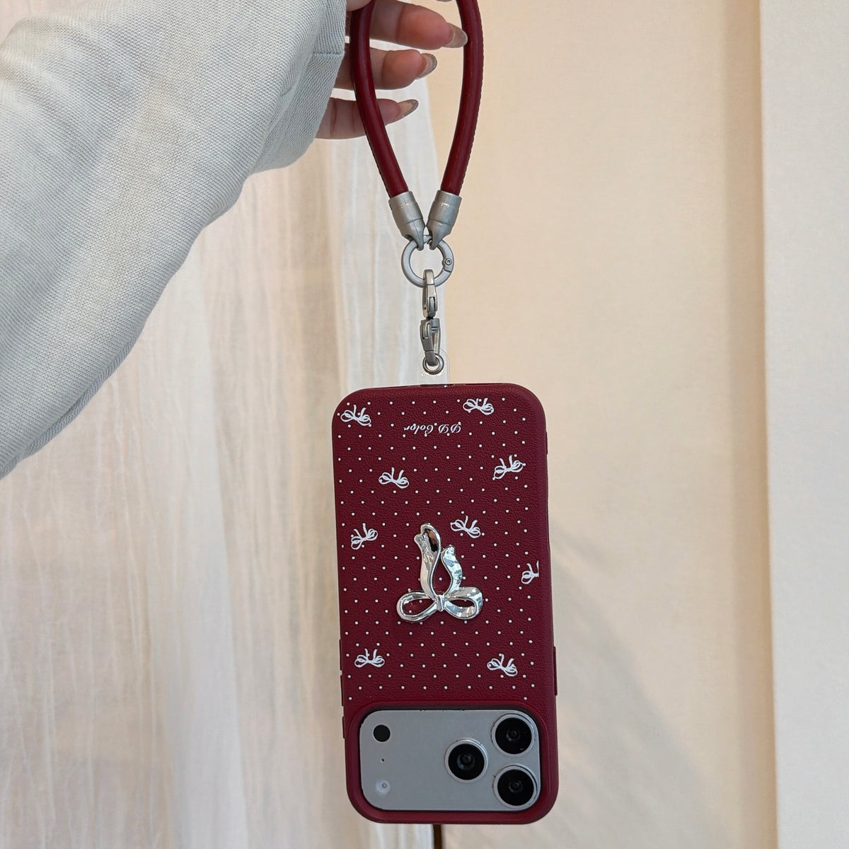 Burgundy Bow & Star Phone Case
