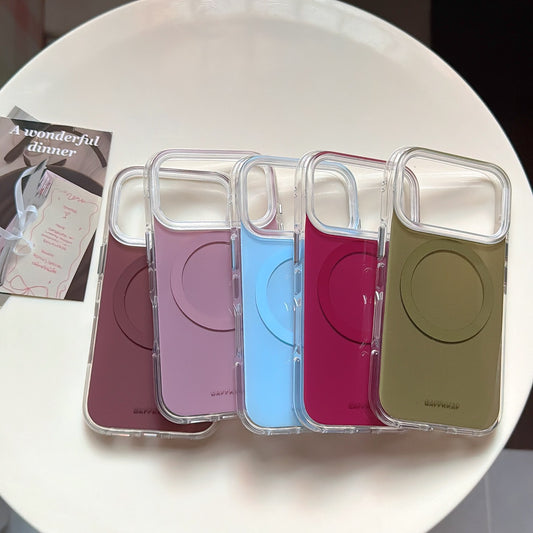 Minimalist Solid-Color Magnetic Ring Phone Case – Double-Sided IMD & 360° Air-Cushion Edges (5 Colors)