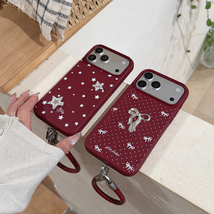 Burgundy Bow & Star Phone Case