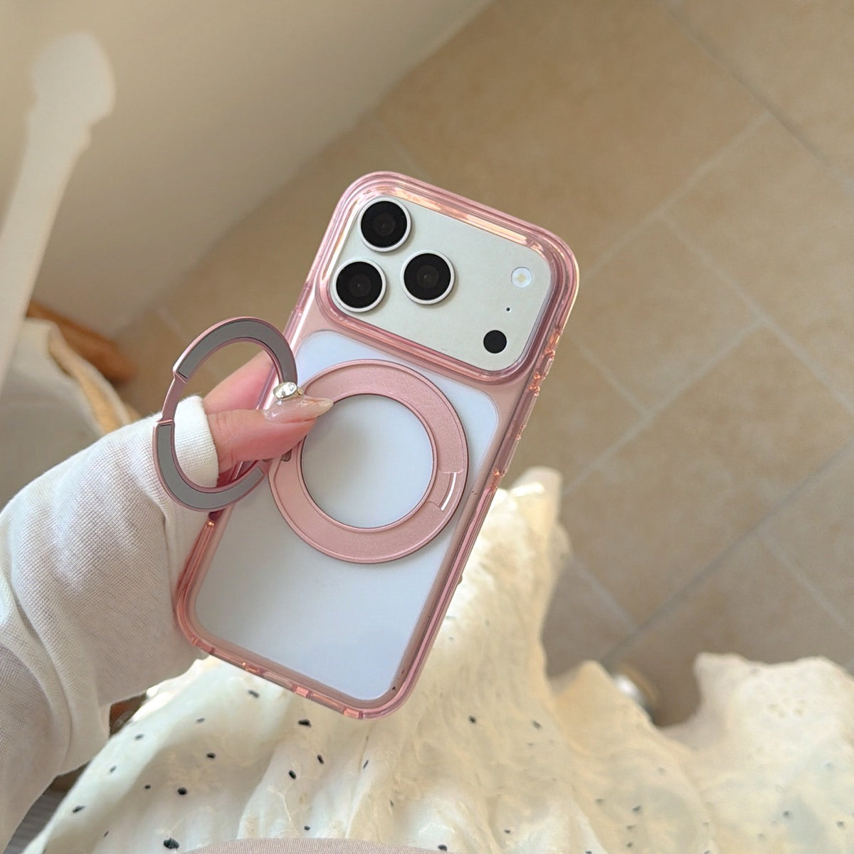 360° Rotating Ring Stand Transparent Acrylic Jelly Case