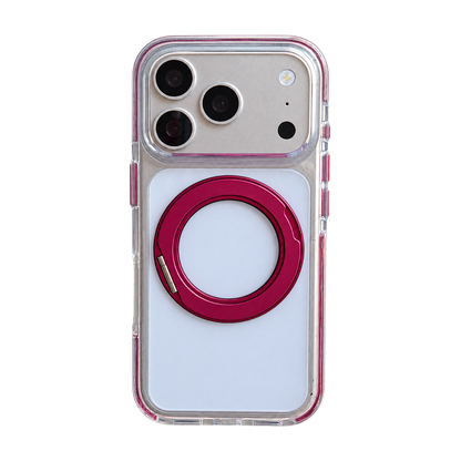 Clear Case with Cherry-Red Hinged Ring Detail – 11 iPhone Models